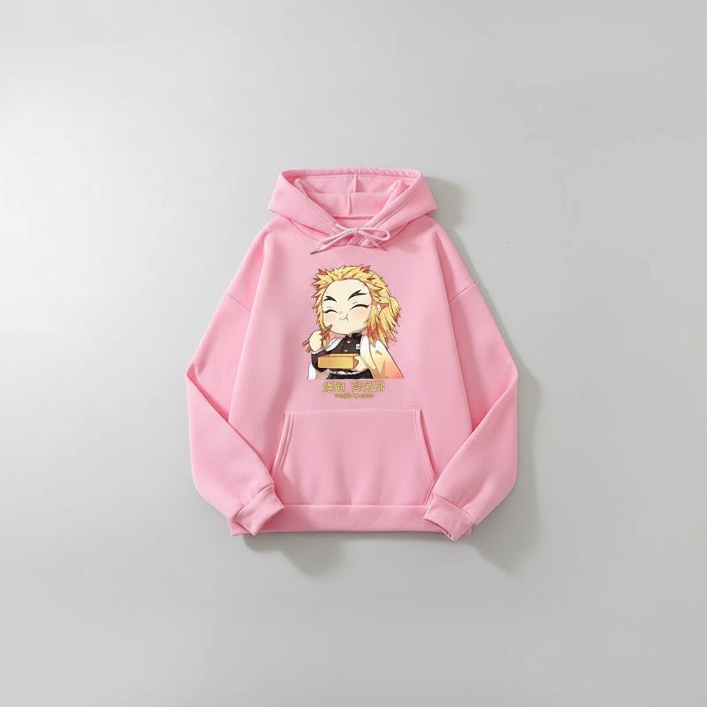Rengoku Chibi Eating Graphic Hoodie