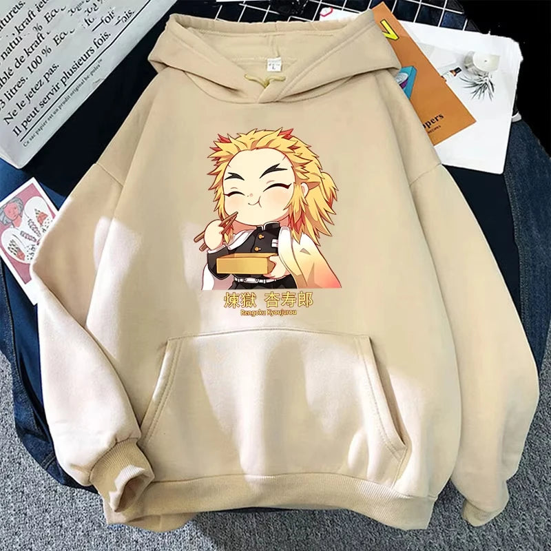 Rengoku Chibi Eating Graphic Hoodie