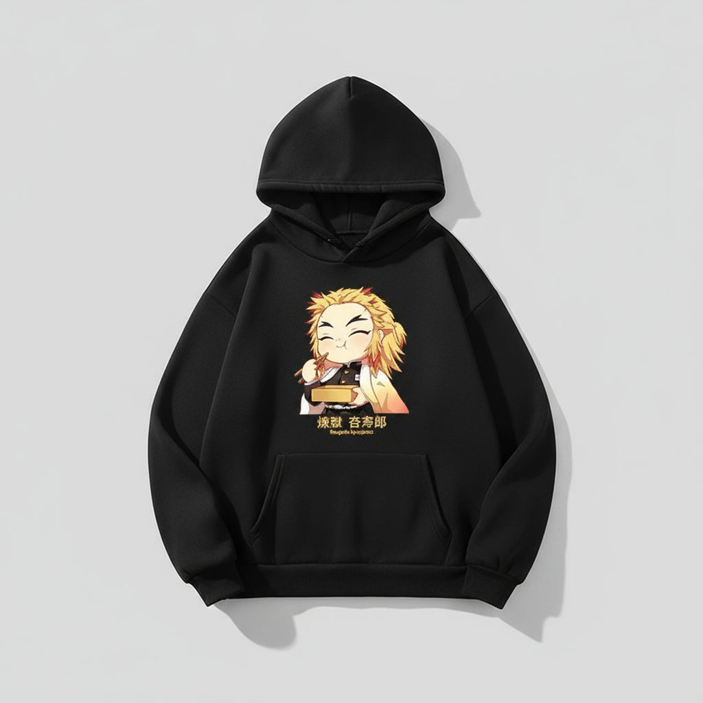 Rengoku Chibi Eating Graphic Hoodie